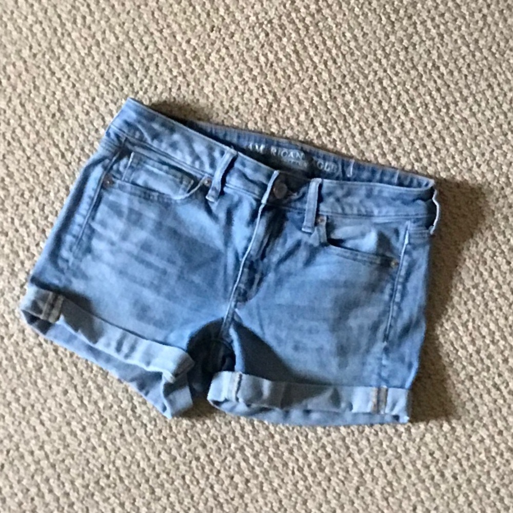 Light Wash Midi Denim Shorts